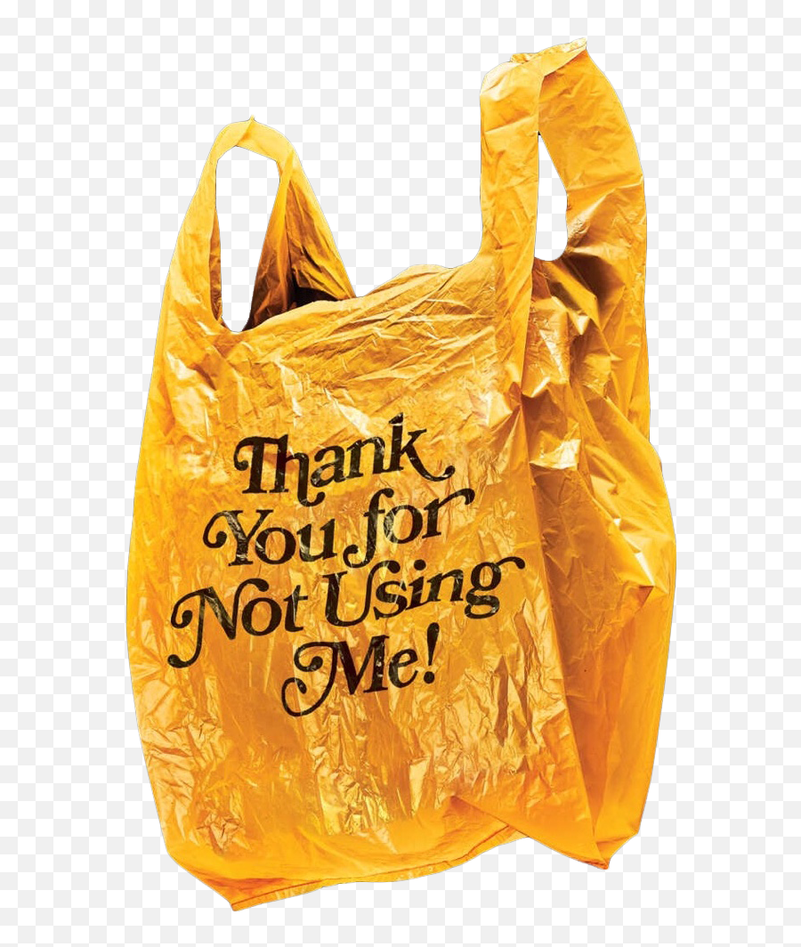 Aesthetic Yellow Grocery Sticker - Thank You For Not Using Me Plastic Bag Emoji,Grocery Bag Emoji