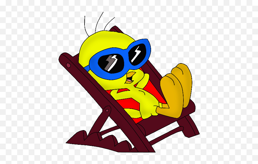 Tweety Bird Cartoon Deck Chair Sun - Tweety Bird In The Sun Emoji,Sun Bird Emoji