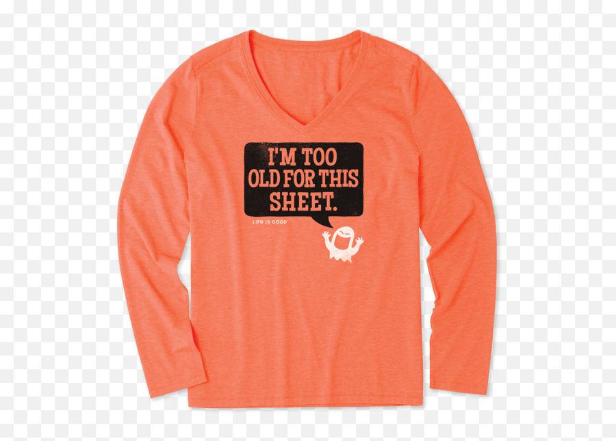 Sale Womenu0027s This Sheet Long Sleeve Cool Vee Life Is Good - Dragonfly Long Sleeve Shirt Emoji,Emoji Fitted Sheet