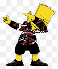 Sticker Yellow Tshirt Dab Cartoon - Bart Supreme Png Emoji,Dabb Emoji