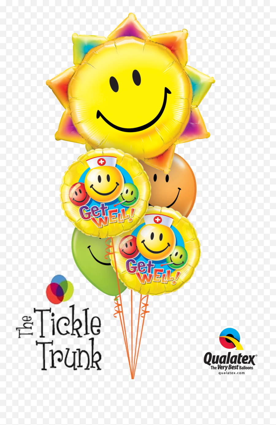 Get Well Balloon Bouquet Smiley Face Sun - Qalatex Balloon Bouquet Emoji,Larry Emoticon