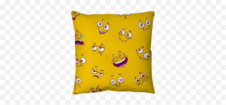 Seamless Pattern With Funny Comic Faces On Yellow Background - Png Funny Yellow Background Emoji,How To Make A Tongue Sticking Out Emoticon