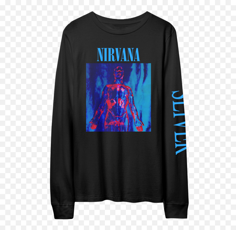 Buy Official Nirvana Merch Cheap Online - Nirvana Silver Long Sleve Emoji,Blabbermouth Emoticon