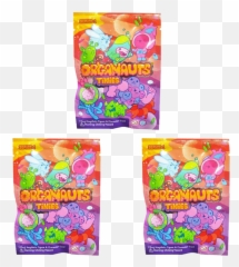 Organauts Tinies 3 - Pack Series 1 Bling Bags Keychain Dot Emoji,Miser Emoticon
