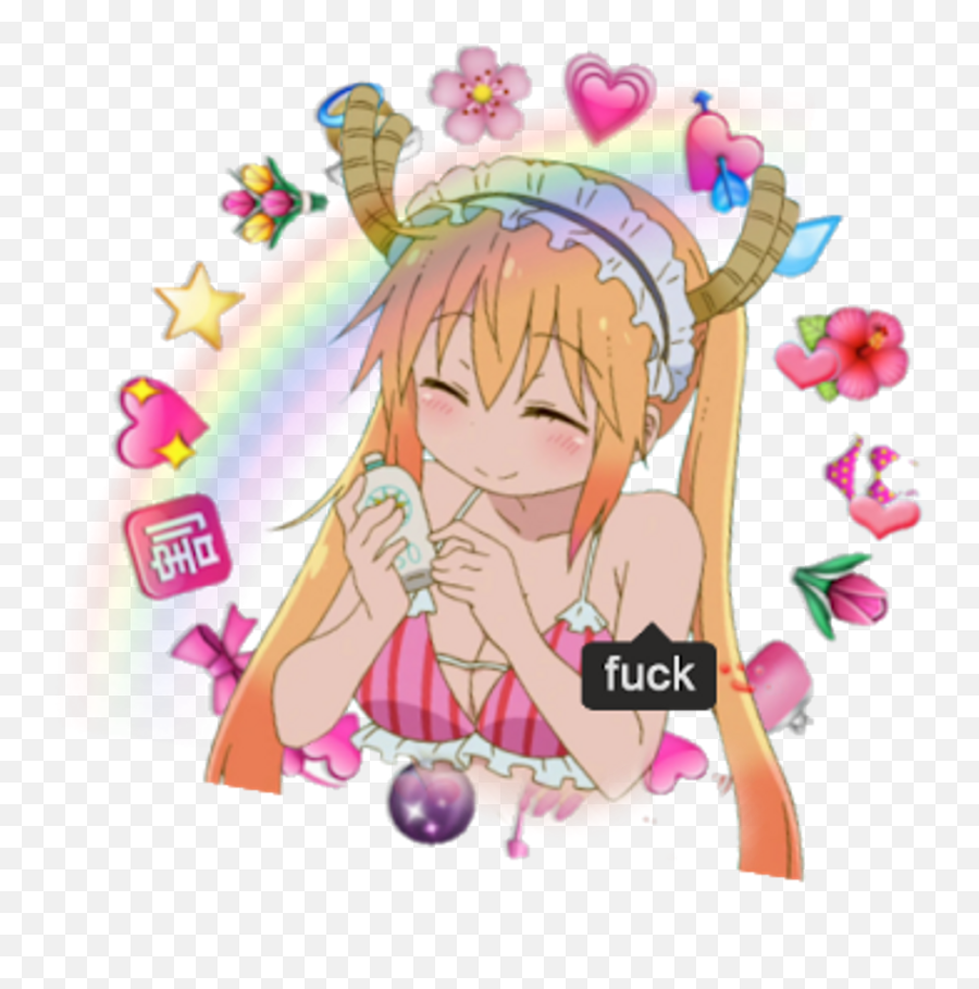 Download Png Overlay Transparent Tumblr - Anime Girl With Emojis,Kawaii Flower Emoji