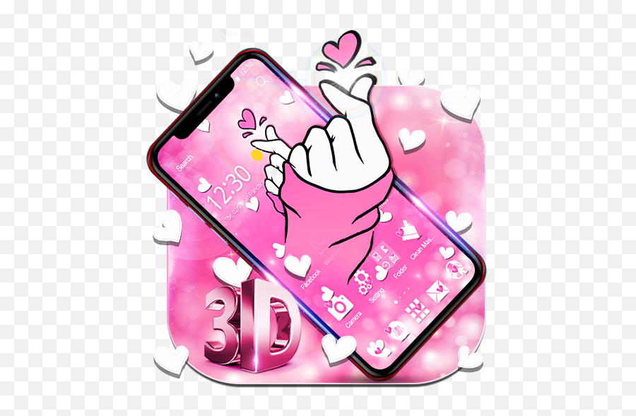 Glamorous Pink Love Sign 118 Apk Download - Comlauncher Smartphone Emoji,Korean Heart Emojis Keyboard