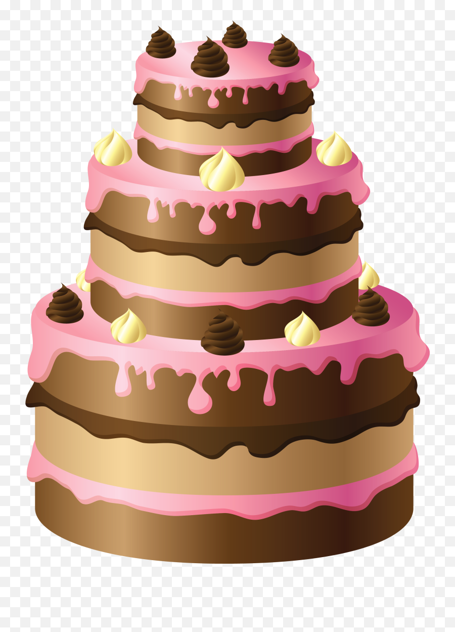 Large Chocolate Cake With Pink Cream - Clipart Cake Transparent Background Emoji,Chocolate Cake Emoji