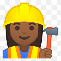 Woman Construction Worker Medium Dark Skin Tone Free - Cartoon Female Construction Worker Emoji,Woman Shrugging Emoji