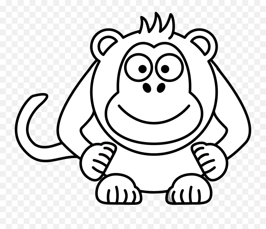 Cartoon Clipart Black And White - Fat Monkey Clipart Black And White Emoji,Sock Monkey Emoji