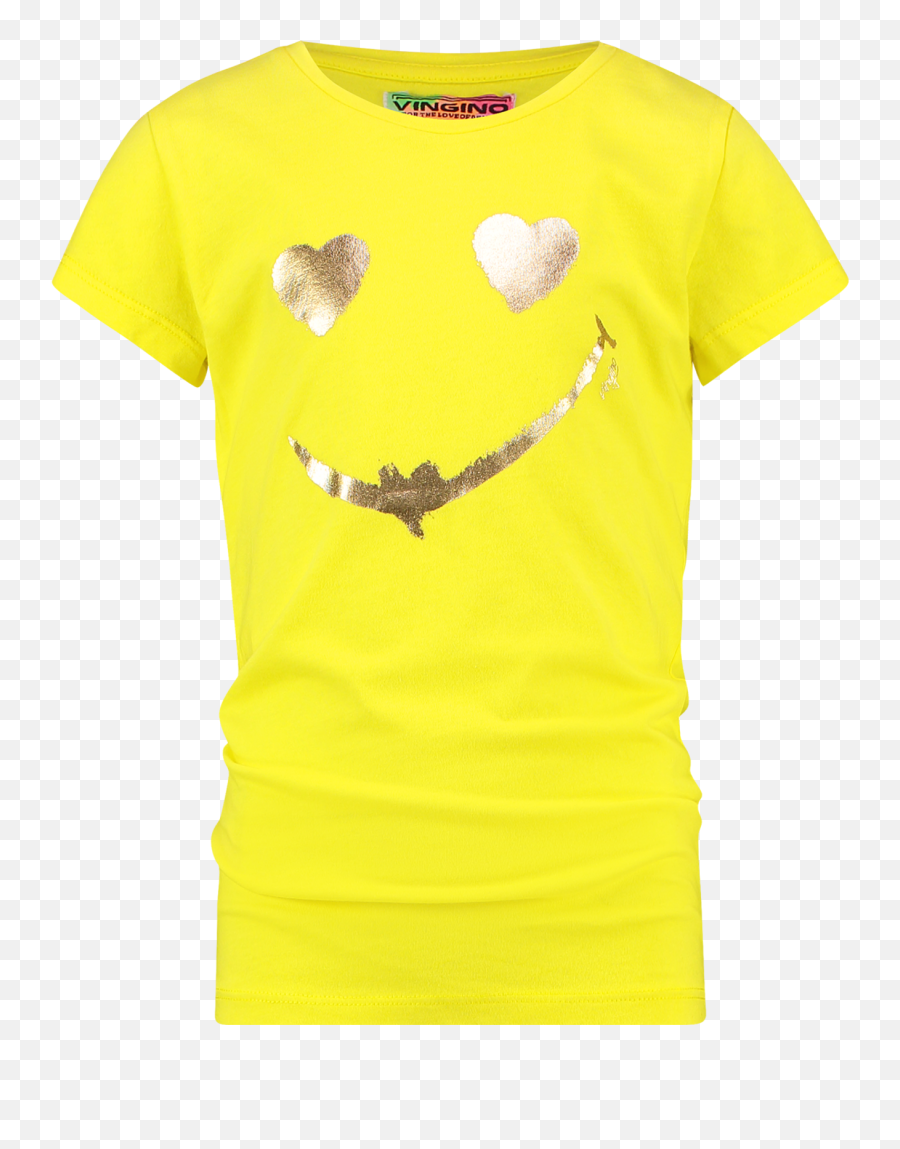Helaine Bright Yellow - Short Sleeve Emoji,Emoticon Knipoog