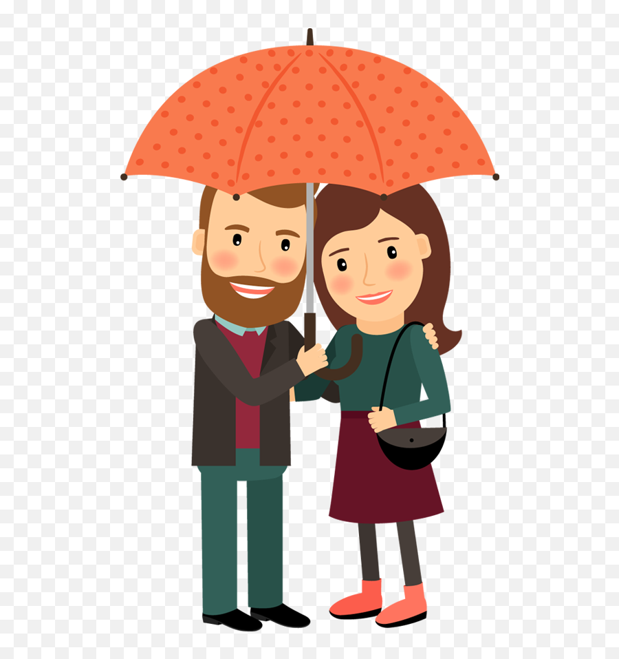 Happy Cartoon Couple Under Umbrella In Love Hugging - Couple Emoji,Happy Love Handa Emoji