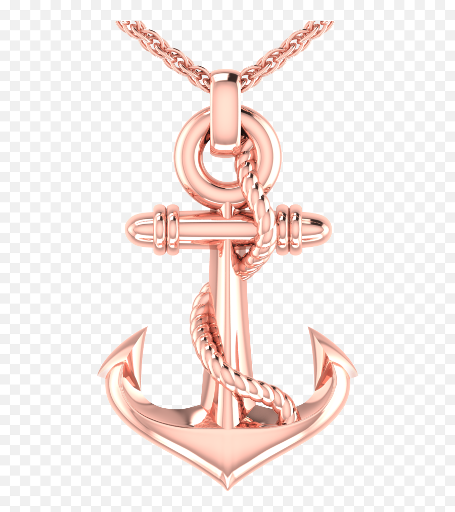 Unisex Sterling Silver Rose Gold Plated Three - Dimensional Stylish Anchor Necklace Emoji,Love Emoticon Earrings And Sterling Silver