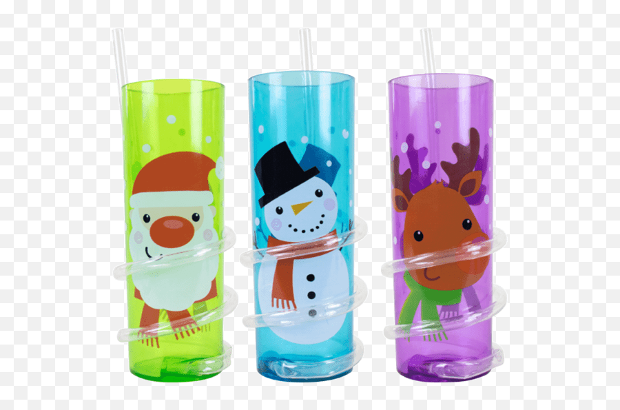 24 X Christmas Drinking Tumblers U0026 Spiral Straws - Highball Glass Emoji,Christmas Eve Emoji