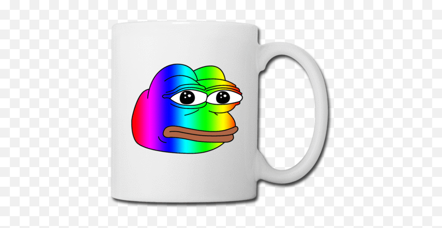 Poggers Coffee Mug Dank Meme Merch - Rainbow Pepe Emoji,Cup Of Coffee Emoticon