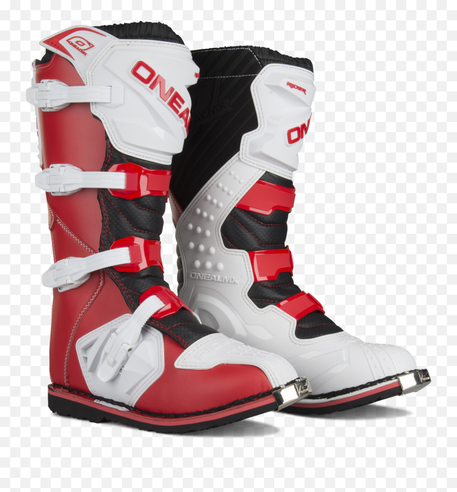 Ou0027neal Rider Mx Boots Red - White Round Toe Emoji,Boots Emoji