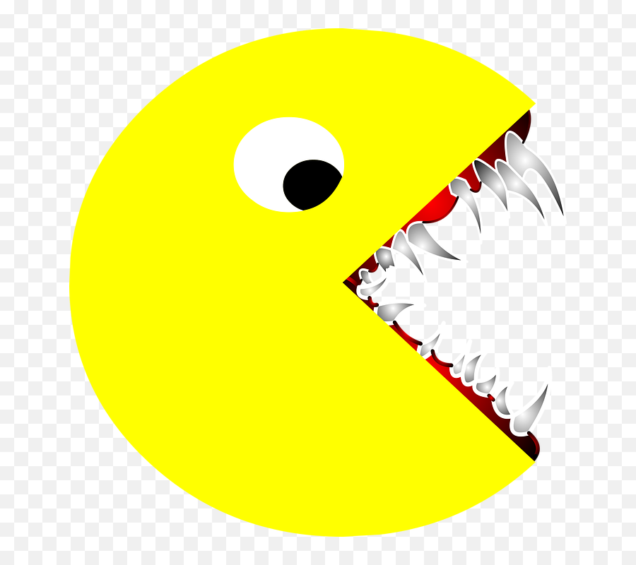 Scary Pacman Pac - Puck Man With Teeth Emoji,Sharp Teeth Emoji