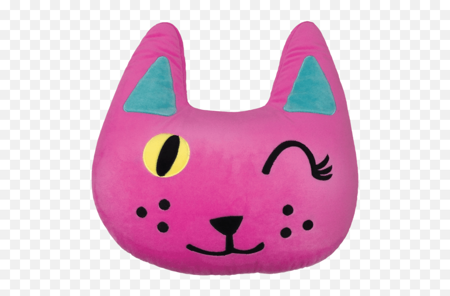 Iscream - Winking Cat Embroidered Pillow U2013 Kidu0027s Anthem Emoji,Cute Emojis Kitty