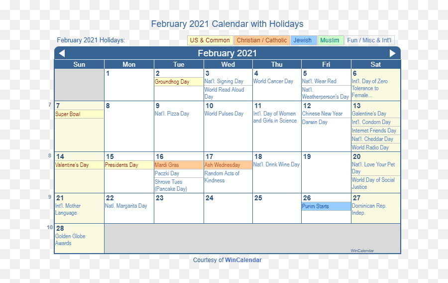 February 2021 Calendar With Holidays - Vertical Emoji,Feb 24 Emoji February 2021 Calendar With Holidays - Vertical Emoji,Feb 24 Emoji