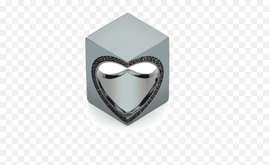 Alp Sagnak Theword Ring With Black Sapphires Around The Heart Size 5 - Fictional Character Emoji,Heart Emoticon Ring Silver