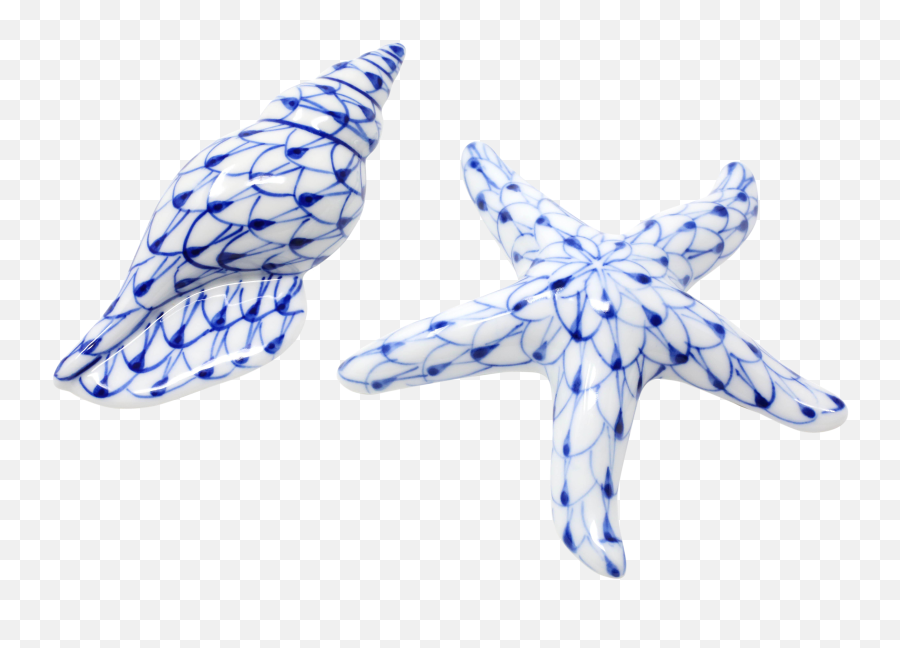Vintage Blue And White Porcelain Starfish And Seashell By Andrea By Sadek - Set Of 2 Emoji,Starfish Emotion For Facebook