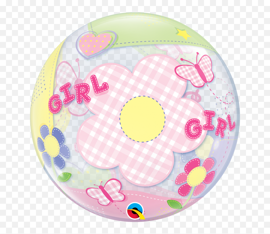 Qualatex 22 Bubble Balloon Baby Girl Emoji,Flower Girl Emoticon