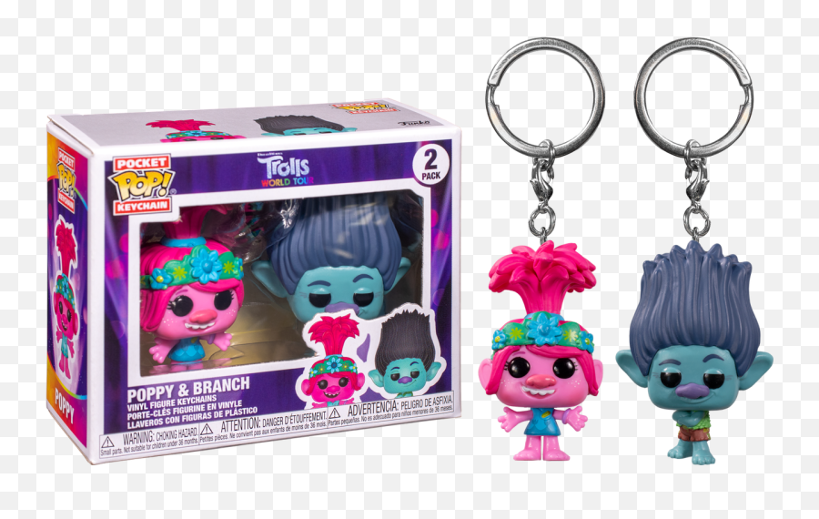 Exclusive Pocket Keychain 2 - Trolls World Tour Keychain Funko Emoji,Trolls Poppy Dvd Emoji Dvd