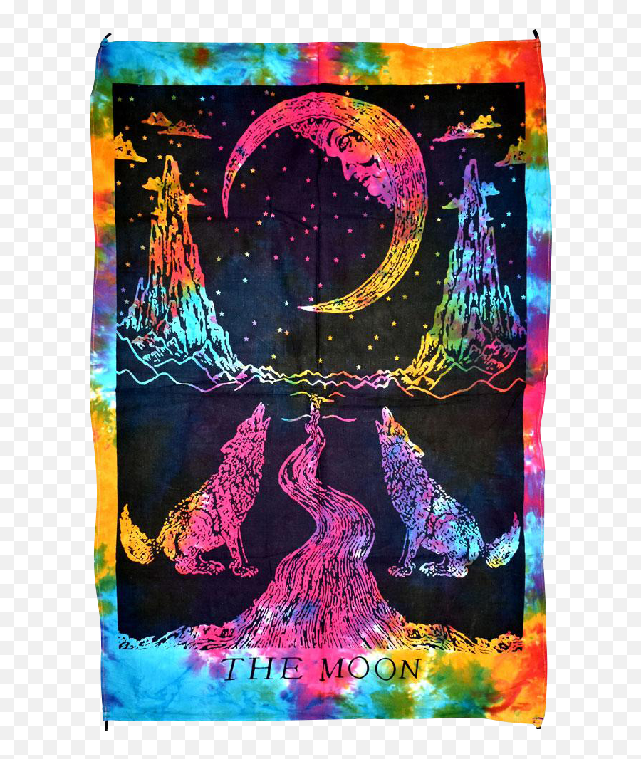 Moon Tarot Card Mini Tapestry Wall Hanging - Moon Tarot Card Png Transparent Free Emoji,Tarot Card Emoji Graphic