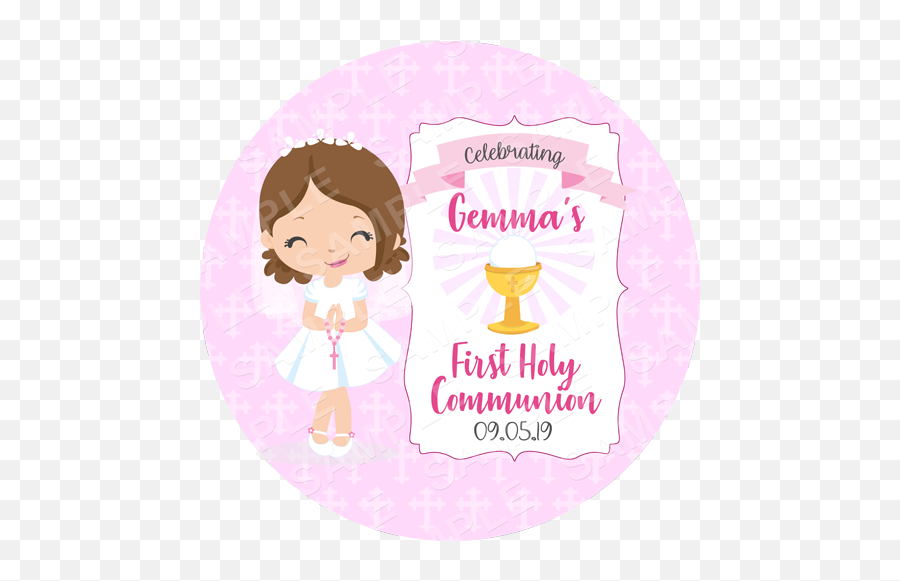 First Communion Girl - Happy Emoji,Girl Emoji Cake