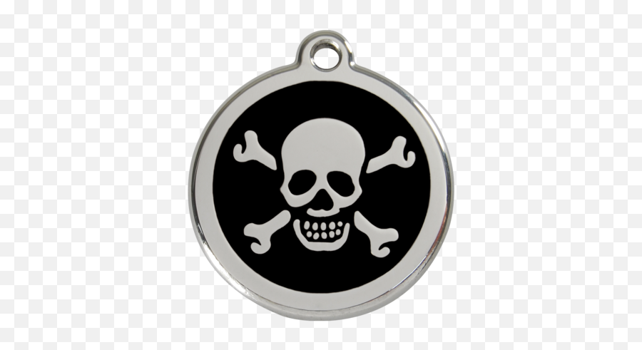Dog Id Tags - Tough Stainless Steel Pet Id Tags With Free Emoji,Skull And Crossbones Emoticon -emoji