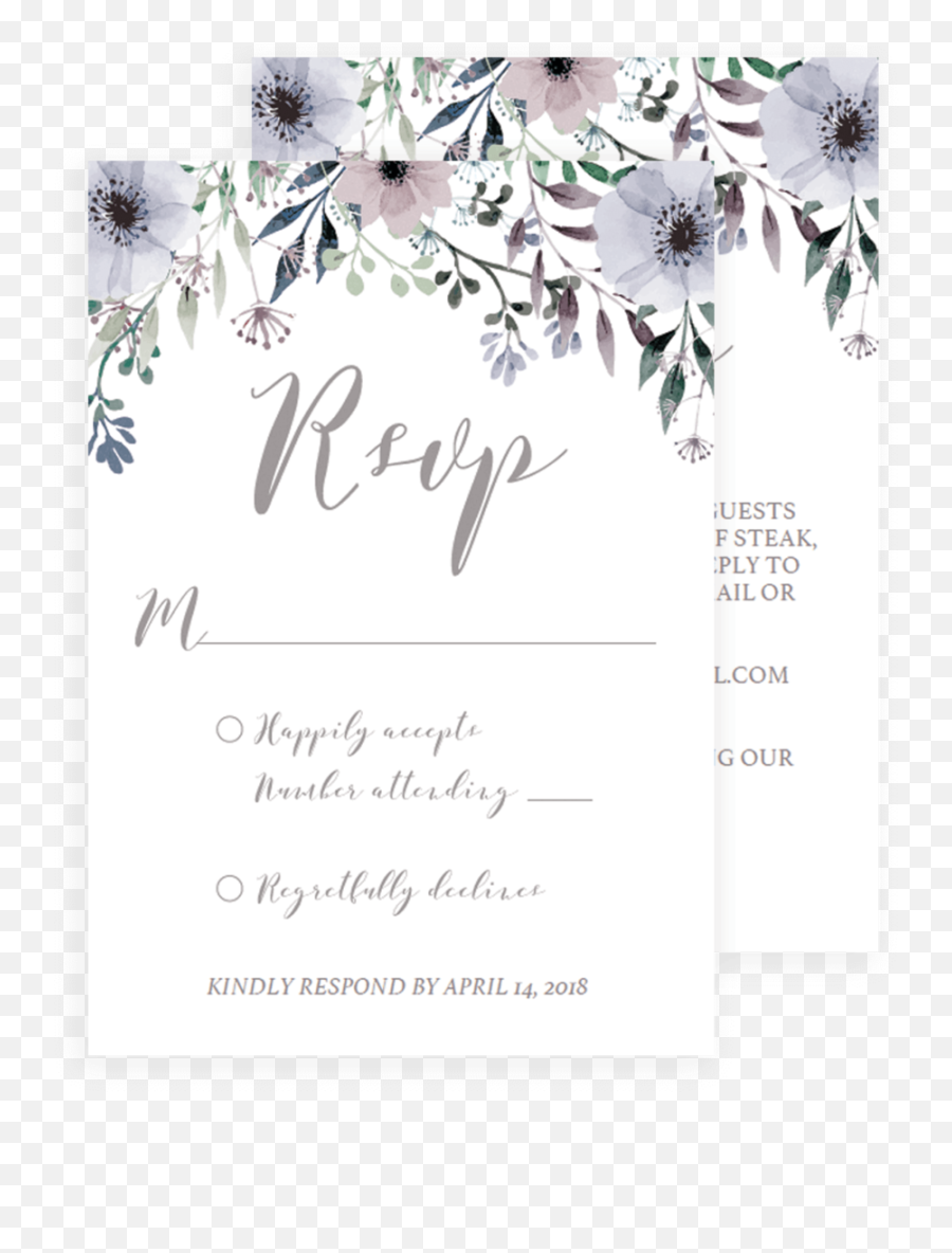Lavender Flowers Wedding Rsvp Cards Printable - Stg1 Wedding Reception Invite Template Emoji,Bridal Emoji Pictionary
