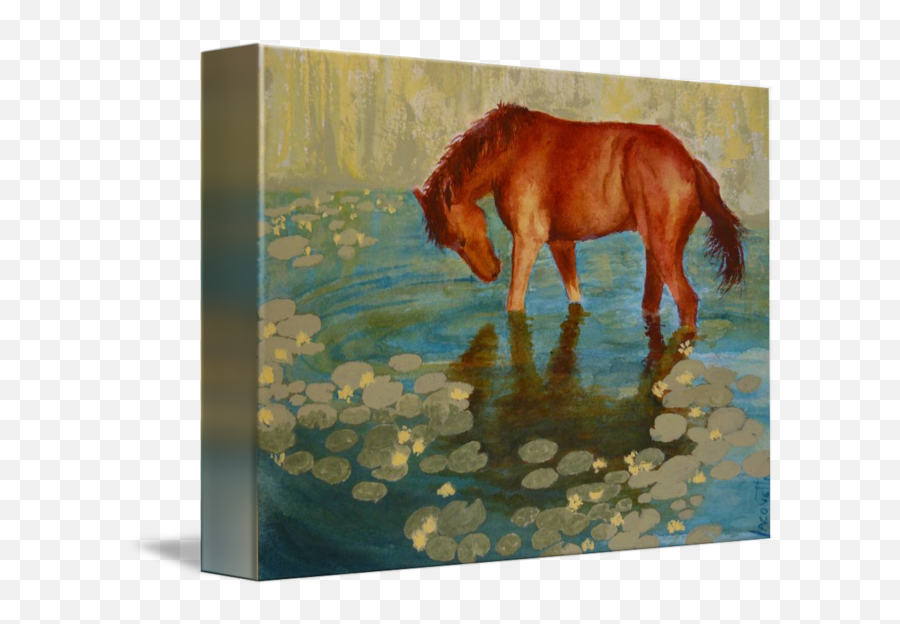 Red Horse Pond Waterlilies By Cara Iacovetta - Animal Figure Emoji,The Emotion Code Healing Horses