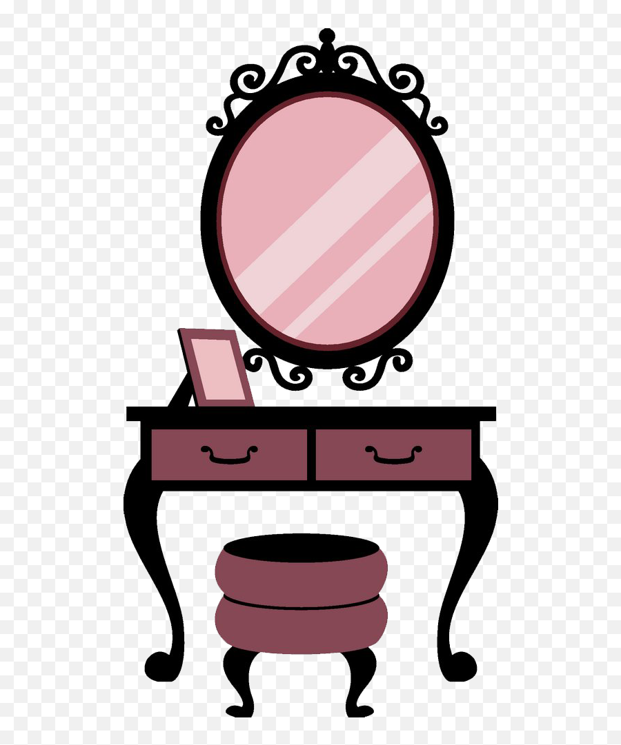 Download Vanity Cartoon Illustration Mirror Free Transparent - Cartoon Dressing Table Clipart Emoji,Bear Flips Table Emoticon