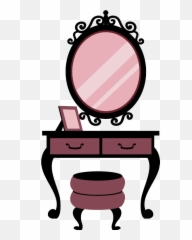 Download Vanity Cartoon Illustration Mirror Free Transparent - Cartoon Dressing Table Clipart Emoji,Bear Flips Table Emoticon