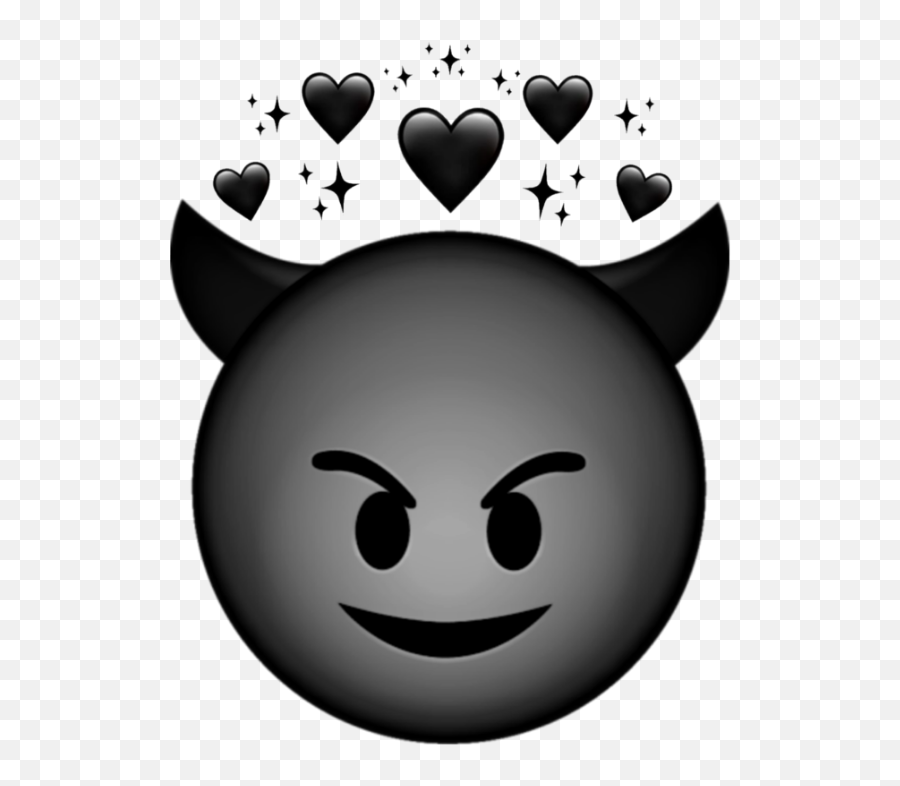 Black Heart Iphone Emoji Sticker - Black And White Devil Emoji,Devil Emoji