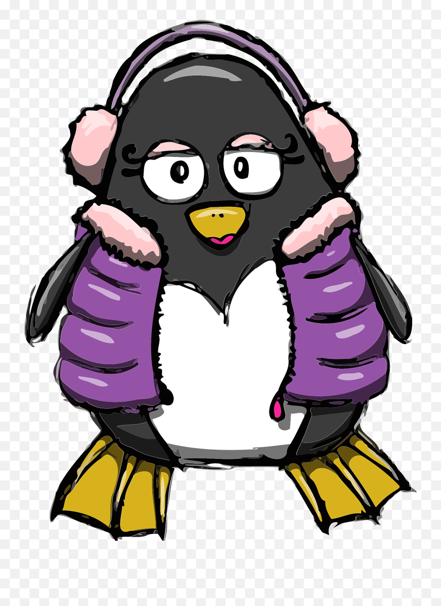 Penguin Girl In Winter Wear Clipart Free Download - Penguins Emoji,Dancing Lady Emoji T Shirt