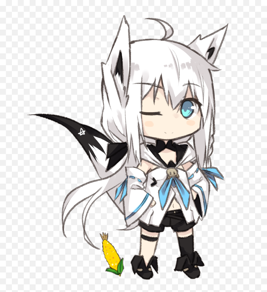 Shirakami Fubuki Drawn - Shirakami Fubuki Chibi Transparent Emoji,Shadbase Emoji