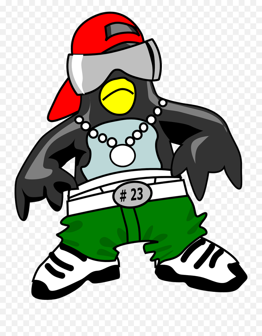 Penguin Cool Rapper Red - Free Vector Graphic On Pixabay Emoji,Penguin Emoji Whatsapp