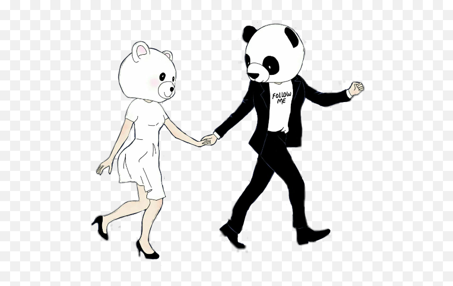 Boyfriends Pandas Pareja Novios Sticker By Daiana - Holding Hands Emoji,Emojis Corriendo