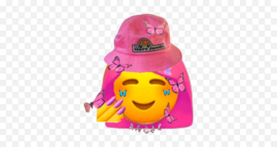 Softgirl Pink Emoji Sticker - Happy,Pink Hat Emoji