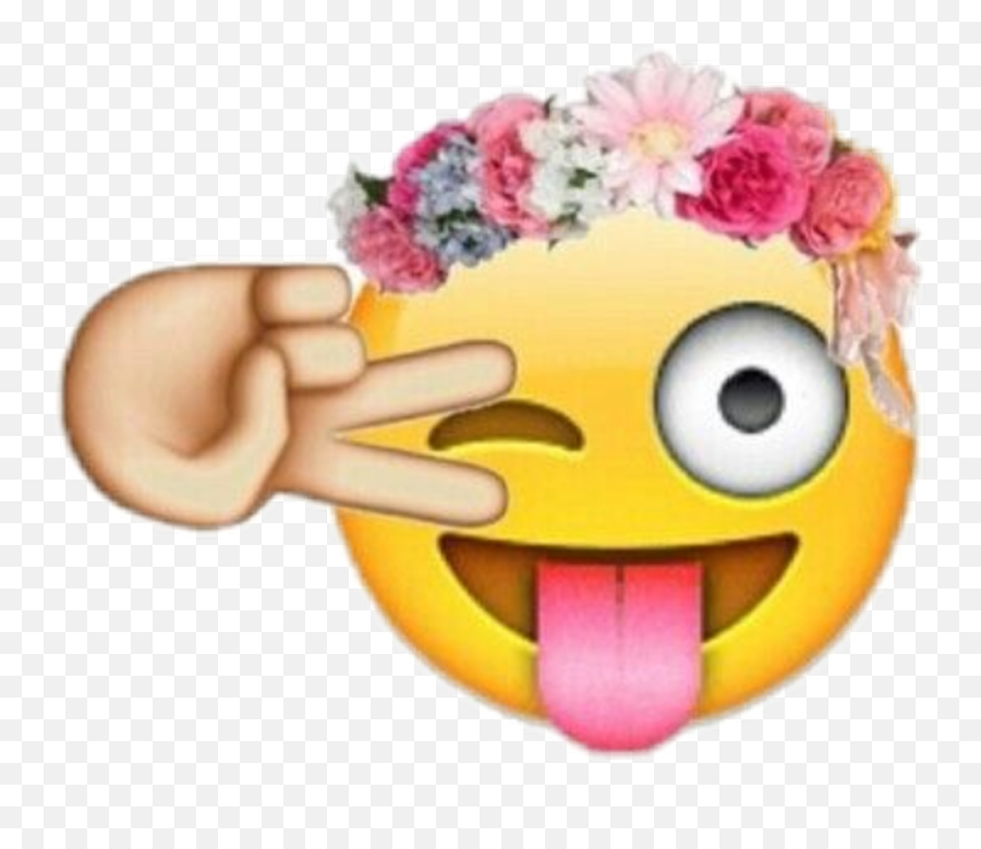 Download Hd Corona Whatsapp Png - Wink Emoji Flower Crown Whatsapp Emoji Con Corona,Emoji De Whatsapp