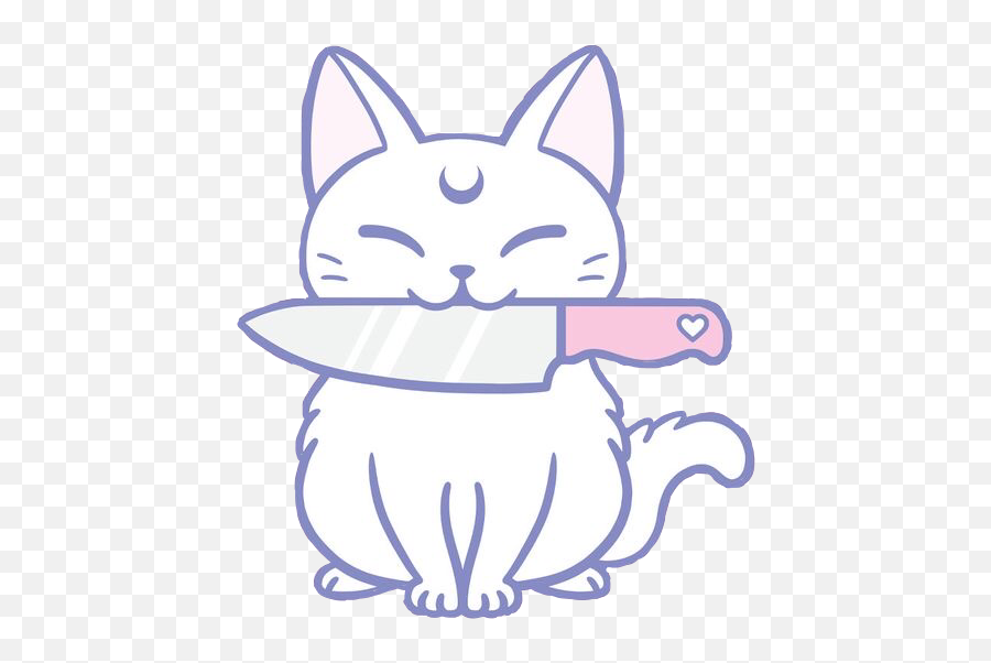 Pastel Sticker - Soft Emoji,Knife Cat Emoji