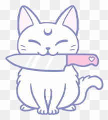 Pastel Sticker - Soft Emoji,Knife Cat Emoji