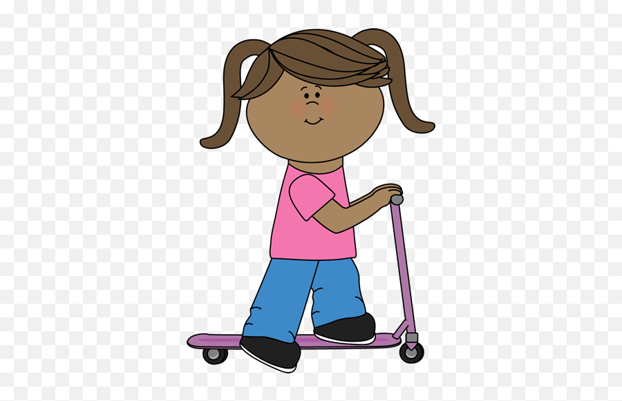 Little Girl Riding A Scooter Kids Graphics Clip Art - Transparent Girl Walking Clipart Emoji,Hanna Andersson Emojis