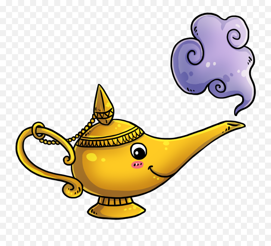 Aladdin Black And White - Lamp Genie Clipart Emoji,Genie Lamp Emoji