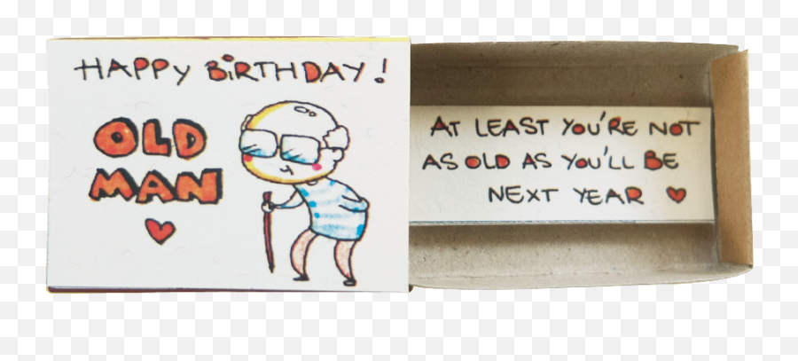 Funny Birthday Matchbox Card Happy Birthday Old Man - Bd032 Cartoon Birthday Old Man Emoji,Adult Humor Happy Birthday Emoticon