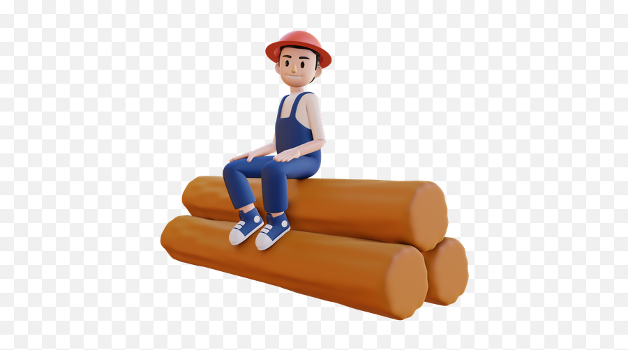 Premium Man Carrying Wood Pipe On Shoulder 3d Illustration Emoji,Wood Stick Emoji