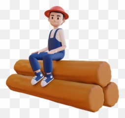 Premium Man Carrying Wood Pipe On Shoulder 3d Illustration Emoji,Wood Stick Emoji