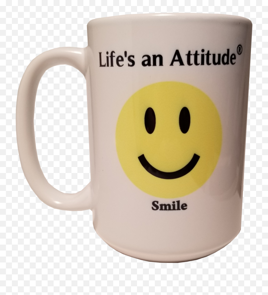 Lifes An Attitude Smile Coffee Mug - Serveware Emoji,Coffee Cup Emoticon