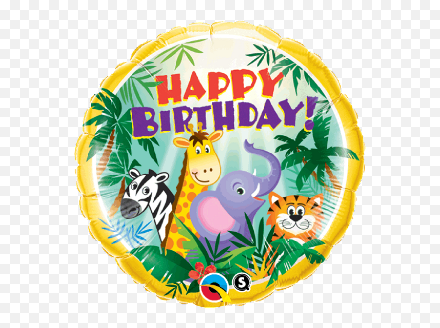 Jungel Happy Birthday Folieballong 46 Cm - Surpriseworldno Jungle Animals Birthday Emoji,Emoji Kake