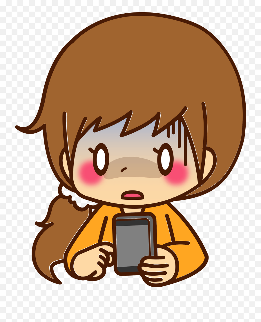 Woman Girl Smartphone Clipart - Smartphone Png Download Girl Looking At Her Phone Clipart Emoji,Two Asian Women Emoji